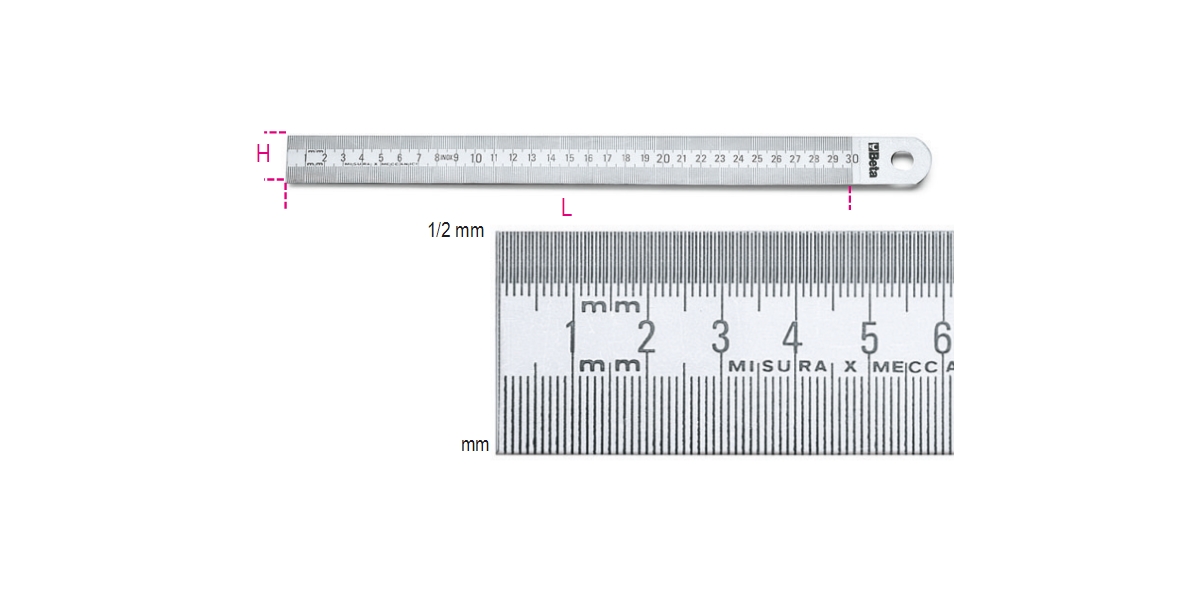 BETA 1683/1500 BETA 1683/1500 1683 1500 Félmerev skálás vonalzó, rozsdamentes acélból