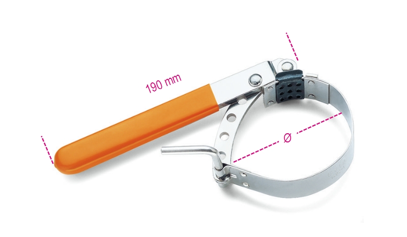 BETA 1492/1 BETA 1492/1 1492/1 Állítható acélpántos olajszűrőleszedő, nikkelezett, PVC-bevonatú nyéllel