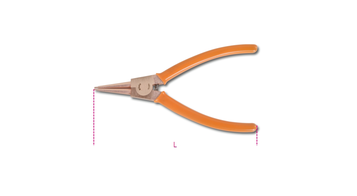 BETA 1036BA/200 BETA 1036BA/200 1036BA 200 szikramentes fogó egyenes csőrrel rugalmas biztosító gyűrűkhöz, tengelyekhez PVC bevonatú nyéllel