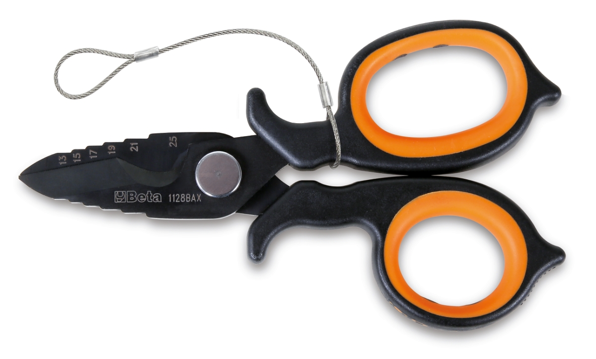 BETA 1128BAX-HS BETA 1128BAX-HS 1128BAXHS Kettős hatású villanyszerelő olló, lépcsős profil, rozsdamentes acél, DLC bevonat