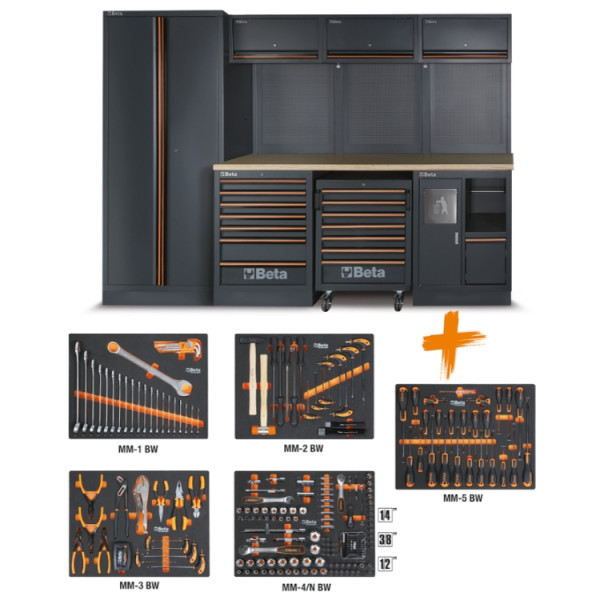BETA C45PRO 2.0 W/268UT BETA C45PRO 2.0 W/268UT C45PRO 2.0 W/268UT C45PRO 2.0 W műhelyberendezés összeállítás 268 darabos Beta Worker szerszámkészlettel