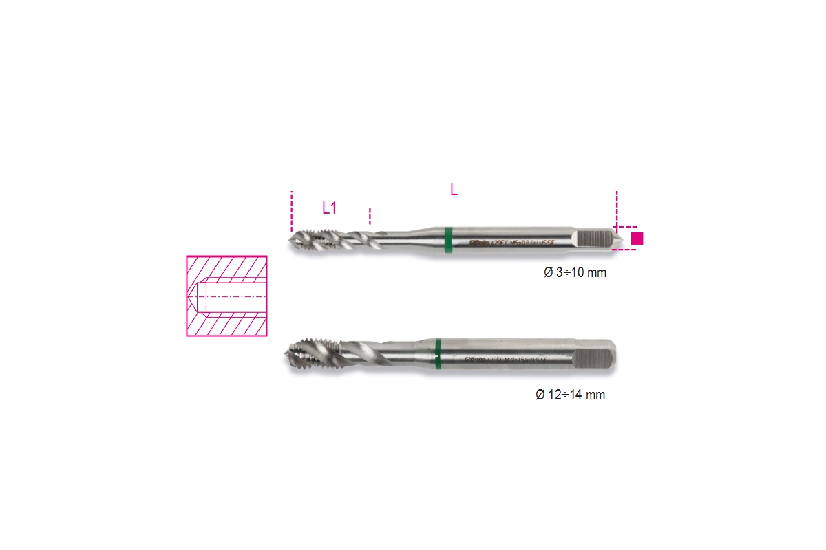 BETA 429FC/14 BETA 429FC/14 429FC 14 Csavart hornyú gépi menetfúró, HSS-CO 5%