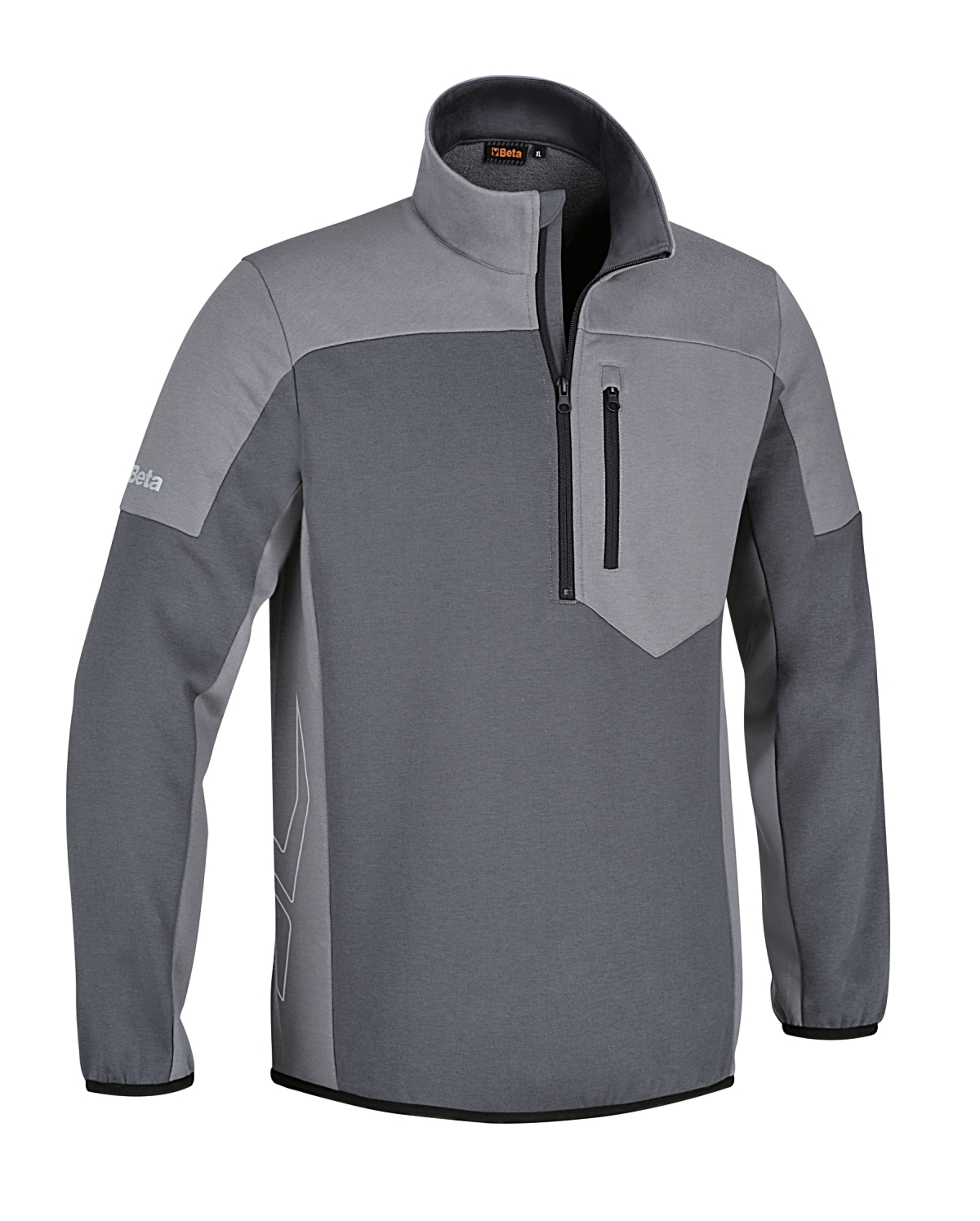 BETA 7643G XL BETA 7643G XL 7643G XL Rövid cipzáras hosszú ujjú felső, 80% pamut, 20% poliészter, 280 g/m2, antracit/világos szürke