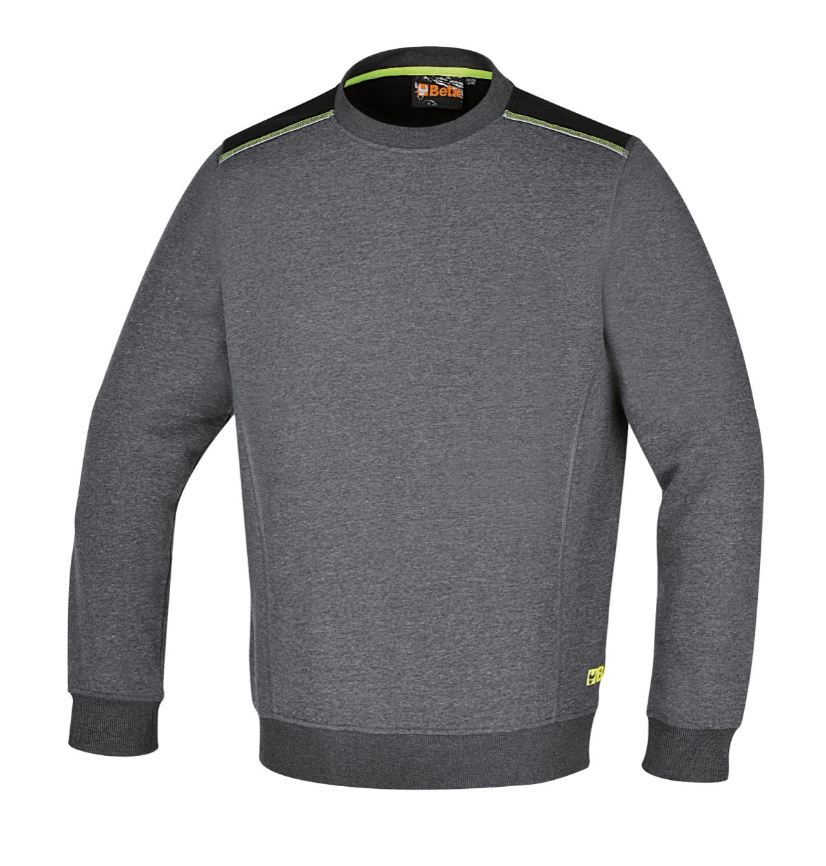 BETA 7642G/XXL BETA 7642G/XXL 7642G/XXL Kerek nyakú, hosszú ujjú felső, 240 g/m2,<br>60% pamut, 40% poliészter,<br>melange szürke  fekete betétekkel