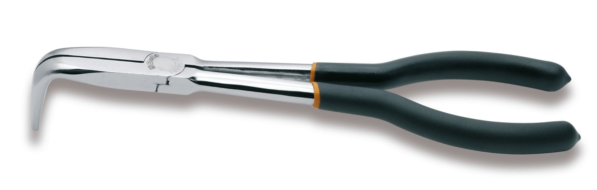 BETA 1009L/C BETA 1009L/C 1009L/C Extra hosszú 90°-os hajlított, félkerekcsőrű műszerészfogó, különleges munkákhoz PVC-bevonattal