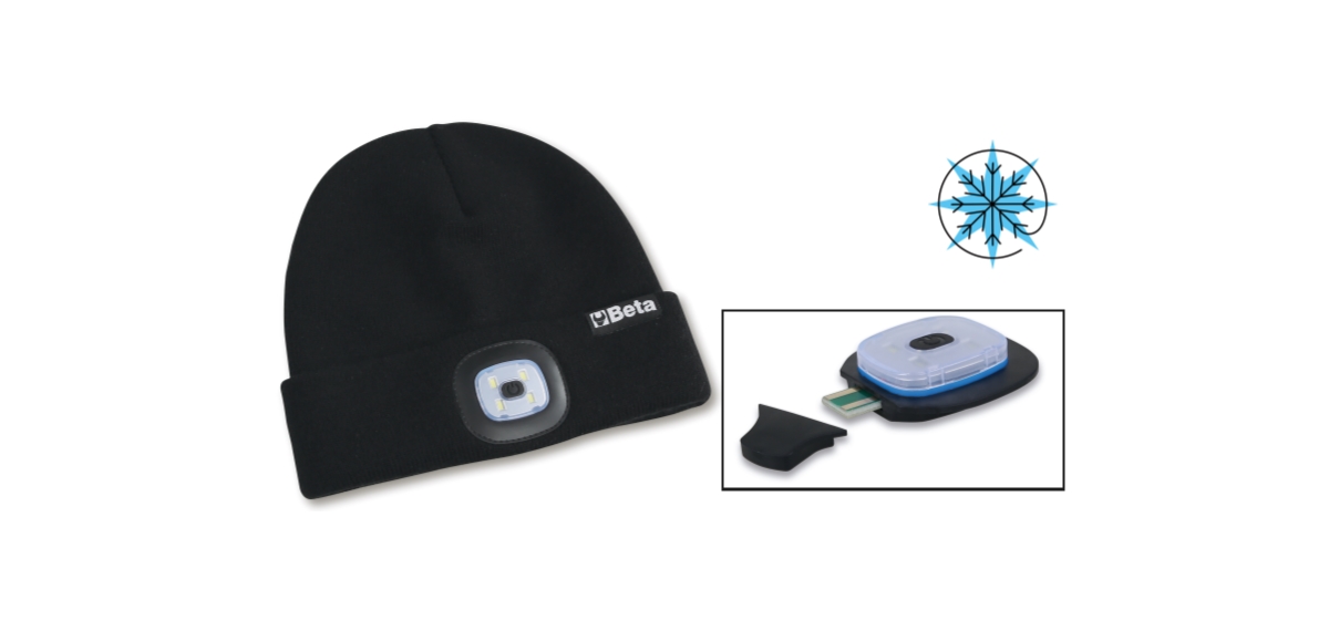 BETA 7980L BETA 7980L 7980L Téli sapka újratölthető LED lámpával, fekete