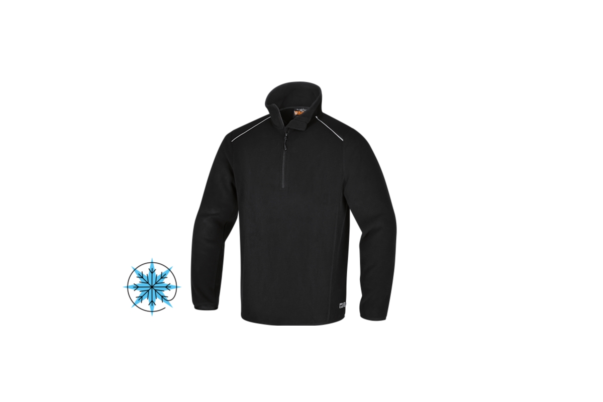 BETA 7636N/XL BETA 7636N/XL 7636N/XL Mikropolár pulóver rövid cipzárral, 180 g/m2<br>fekete, fényvisszaverő részekkel