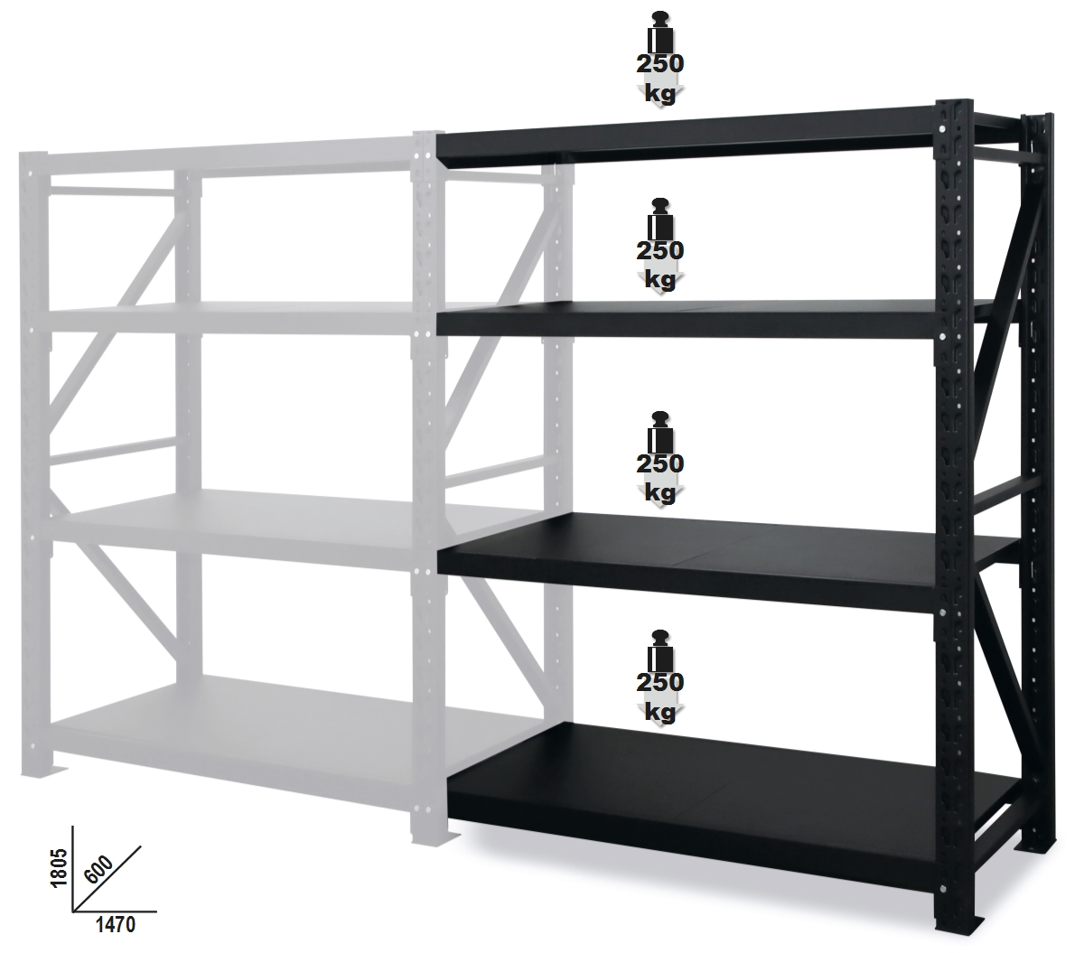BETA S4CA BETA S4CA S4CA Széles polcos állvány 4 polccal, kiegészítő polcok