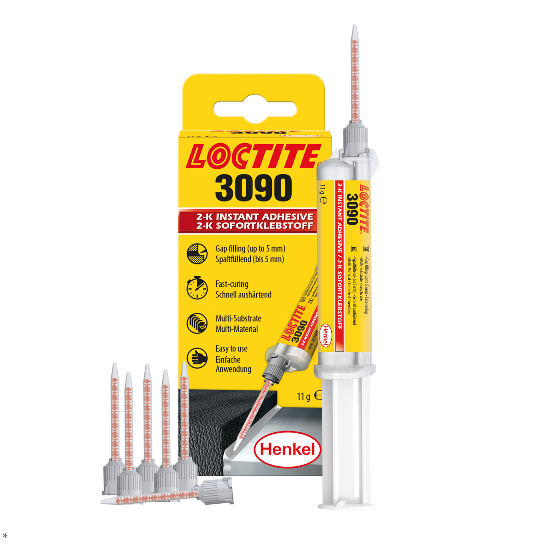 LOCTITE 3090         10 g LOCTITE 3090         10 g Kétkomponensű általános pillanatragasztó 7 db keverőszárral,Tartalék keverőszár IDH-ja: 1453183