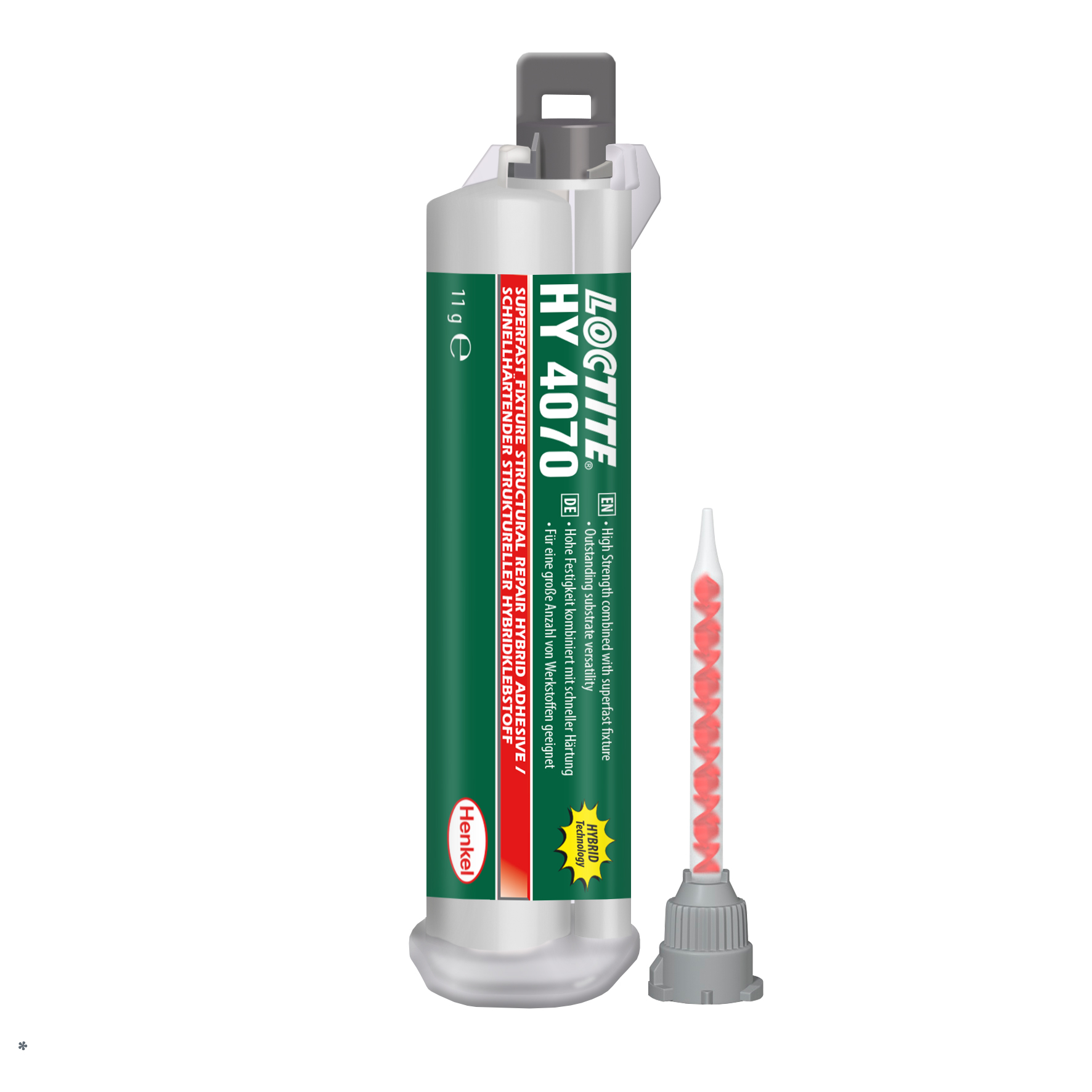 LOCTITE HY 4070         11 g LOCTITE HY 4070         11 g Két komponensú, áttetsző, nagy szilárdságú, réskitöltő, hibridragasztó. A csomagolás tartalmaz 4 db keverőszárat. Tartalék keverőszár IDH-ja: 1453183